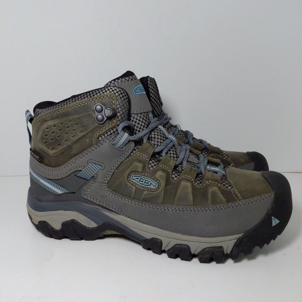 Keen Targhee III Mid Waterproof Hiking Boots Shoes Soft Toe Womens 7.5 Grey Blue